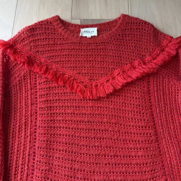 Sezane Gaston Sweater Women's Small Red Wool Cashmere Glam Boho New York - Picture 3 of 9